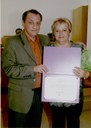 Vereador Marcos Antônio Matavelli e a homenageada Sra Celina Aparecida Matavelli Quiinteiro
