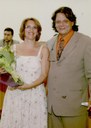 Vereador Marcos Eduardo de Andrade e a homenageada Sra Maria Cláudia Prézia Machado
