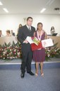 Vereador Flávio Henrique Faria e a homenageada Sra Silvana Maria Jacinto
