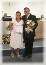 Vereador Valdir Sementile e sua homenageada Sra Maria Sueli da Silva