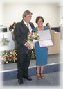 Vereador Antônio Carlos Pereira e sua homenageada Sra Letizia Dias de Campos Sanches
