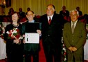 Vereadores Álvaro Cagnani e Luis Carlos e o homenageado Sr. João Bosco de Moraes
