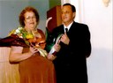 Ver. Marcos Matavelli e a homenageada a Comerciante Sra. Tereza Moreira Gonçalves