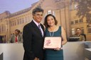 Vereador Joaquim Sebastião Alves e a homenageada Sra. Aparecida Fonseca Camilo
