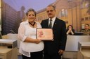 Vereador Jonei Leandro Eiras e a homenageada Sra. Maria Iolanda Neófiti
