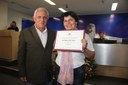 Ver Luis Carlos Pena e Silva e a homenageada Ana Maria Corrêa Ramos

