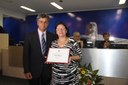 Ver. Joaquim Alves e a homenageada Rosilene Mantovani
